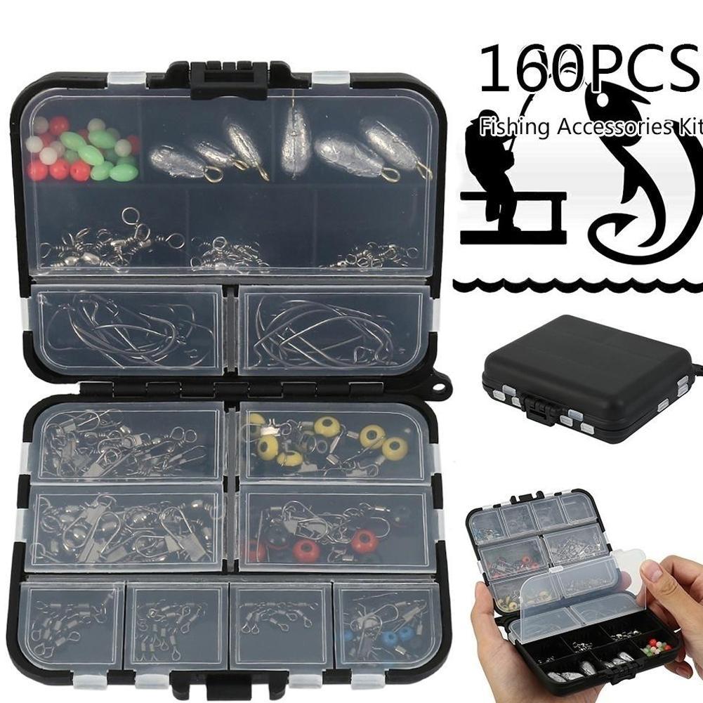 160pcs//Box Fishing Hooks Swivels Lead Fishing Sinker Carp Fishing Tackle Kits