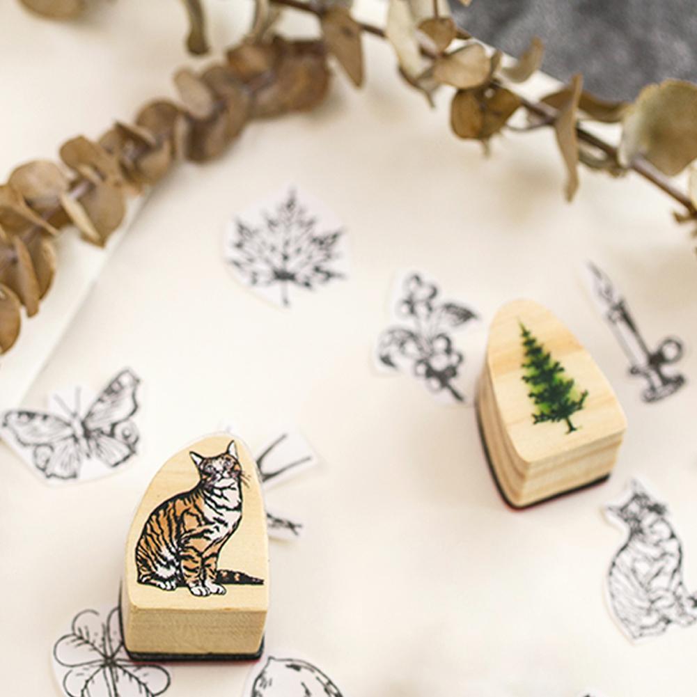 1PC Sweet Pattern Wooden Wood Rubber Stamp Stamper Seal Craft Diary ☆