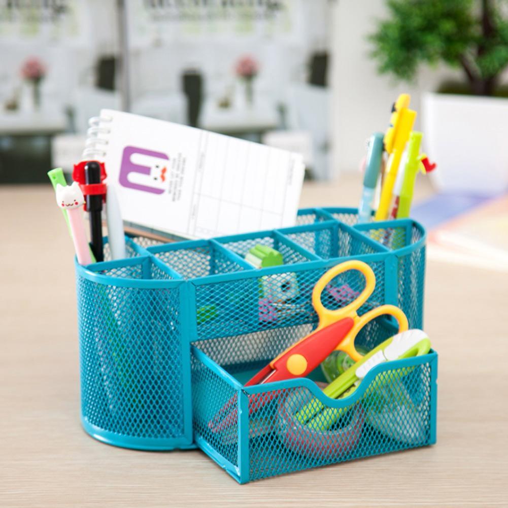 Mesh Metal Brush Pen Holder Desk Tidy Organiser Stationery School Office D6Q7