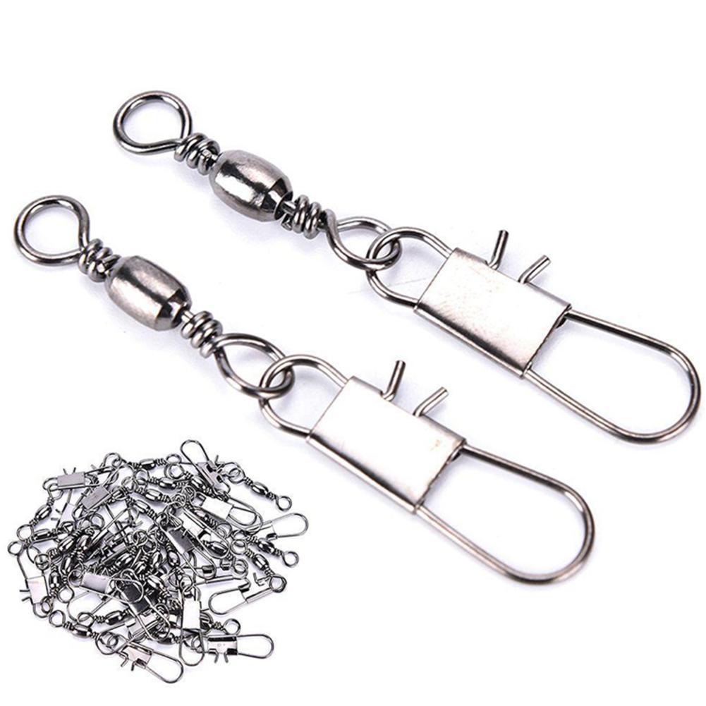 100pcs Angeln T/önnchenwirbel Mit Safety Snap-Anschluss Angeln Rollen Kugellager T/önnchenwirbel High Strength Angelzubeh/ör