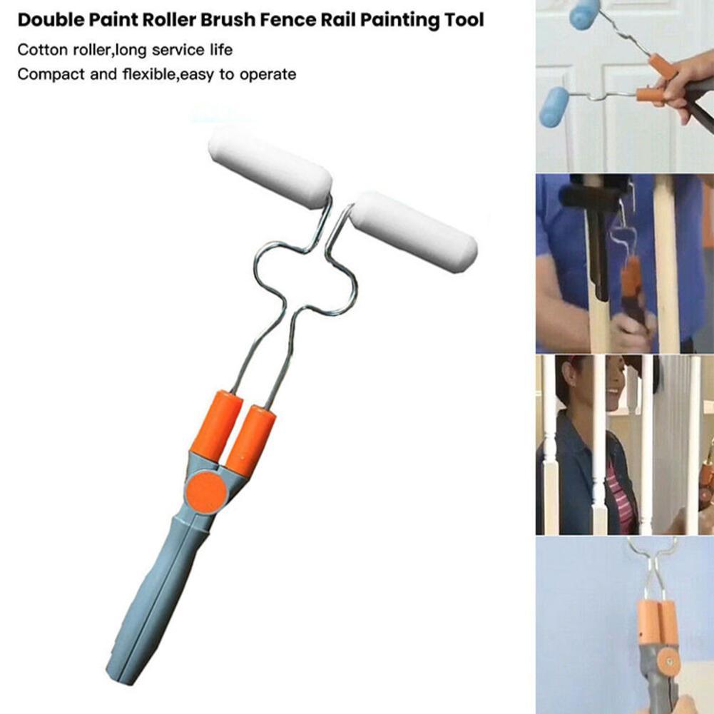 Details About Double Sided Paint Brush Roller Cylindrical Corner Dual Painting