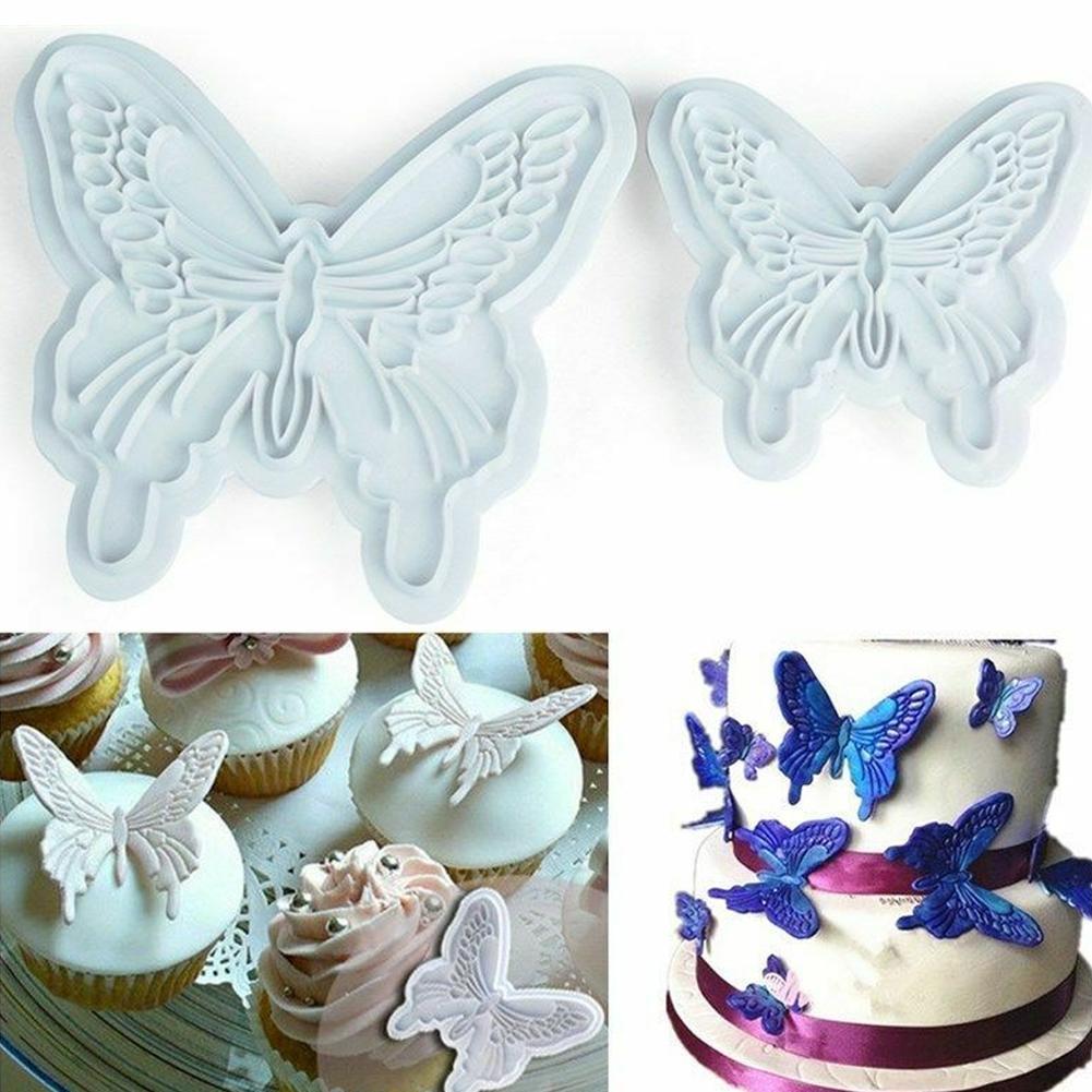 Details about   2x/Set Butterfly Cake Fondant Sugarcraft Mould Cookie Plunger Cutter Mold ToMJH2