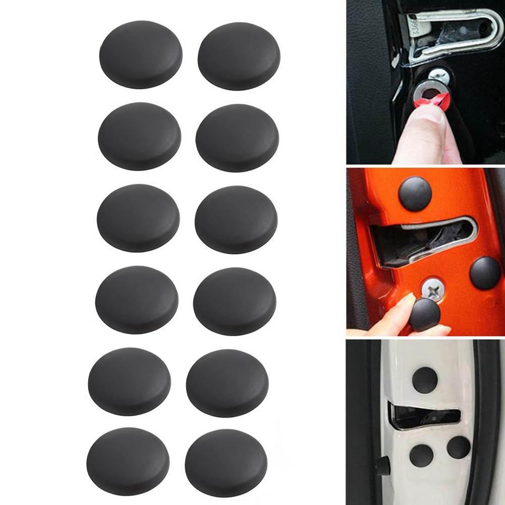 12xCar Vehicle Interior Door Lock Screw Protector Cover Cap Trim Black Universal