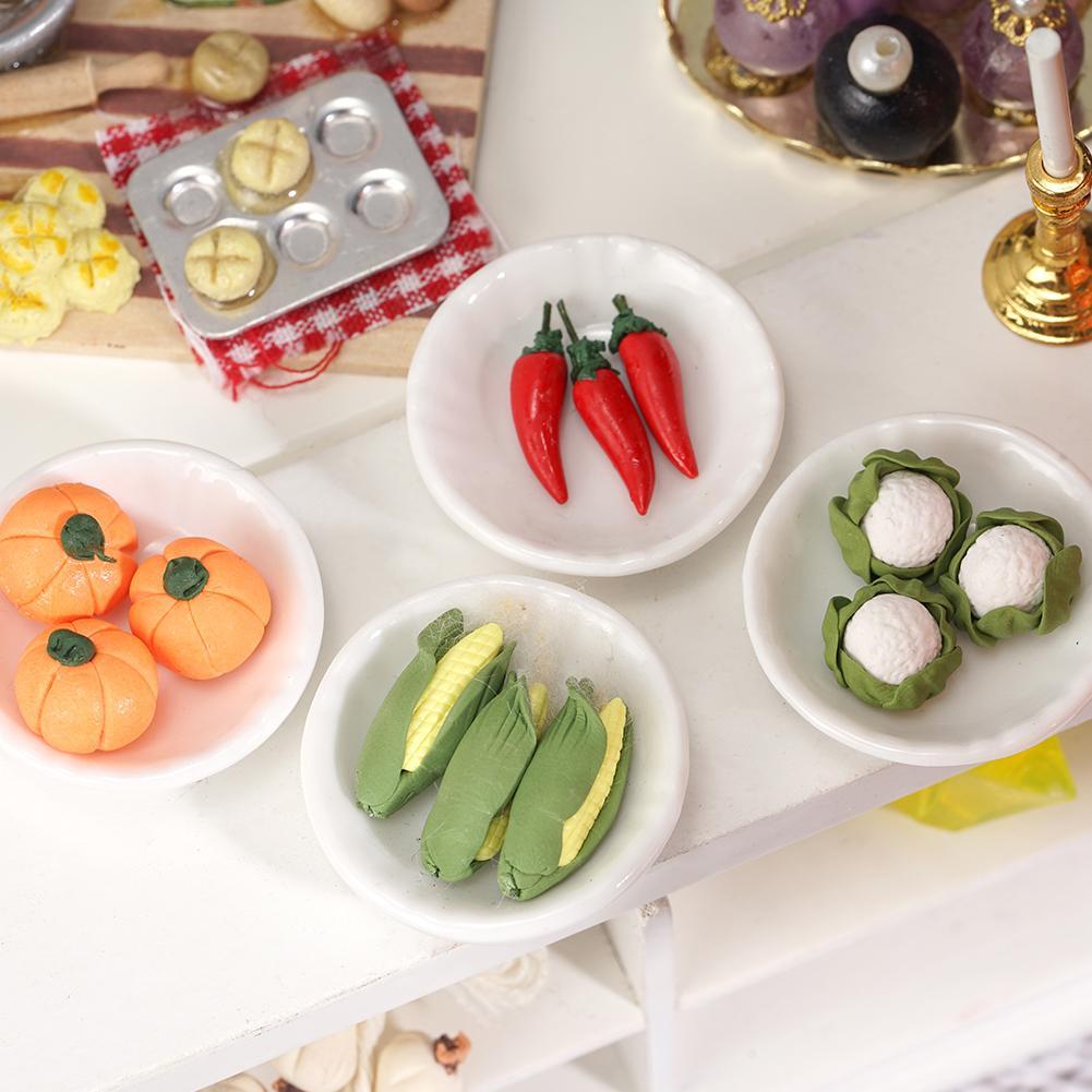 1:12 scale 5 PCS Polymer Clay Vegetables Mini Clay Food Dollhouse