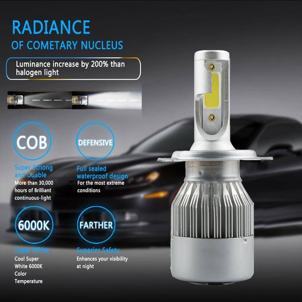 Lighting Lamps Light Bulbs 2 Pcs Cob H4 C6 55w Led Car Headlight Kit Low Beam Turbo White Light Bulbs 6000k Lighting Lamps Light Bulbs 2 Pcs Cob H4 C6 55w Led Car Headlight Kit Low Beam Turbo White Light Bulbs 6000k
