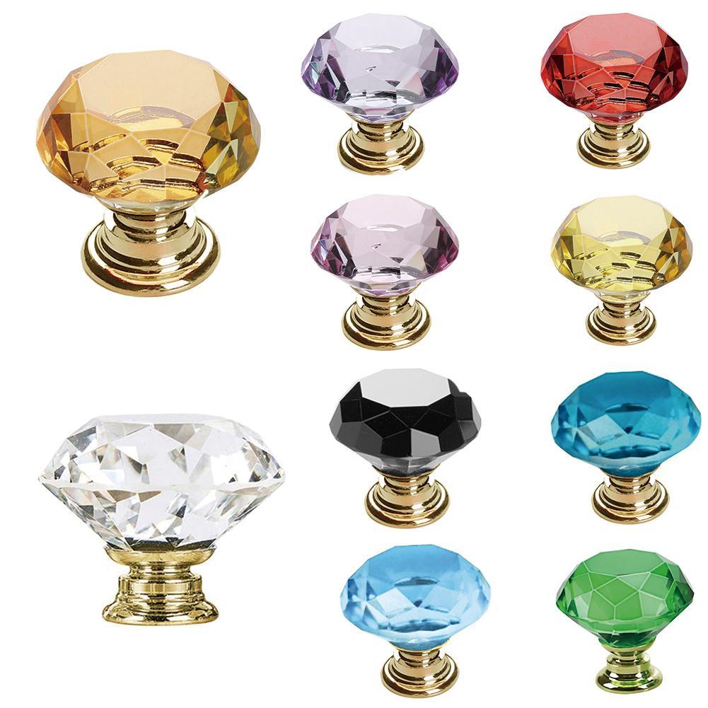 Drawer Wardrobe Pulls Crystal Glass Knobs Diamond Pull Handle Door