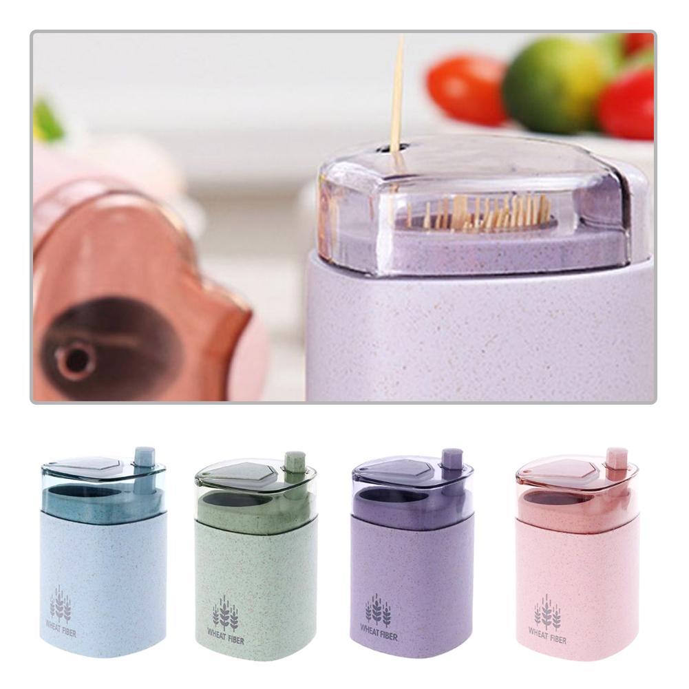 Wheat Straw Automatic Toothpick Holder Container Storage Toothpick Dispenser Box