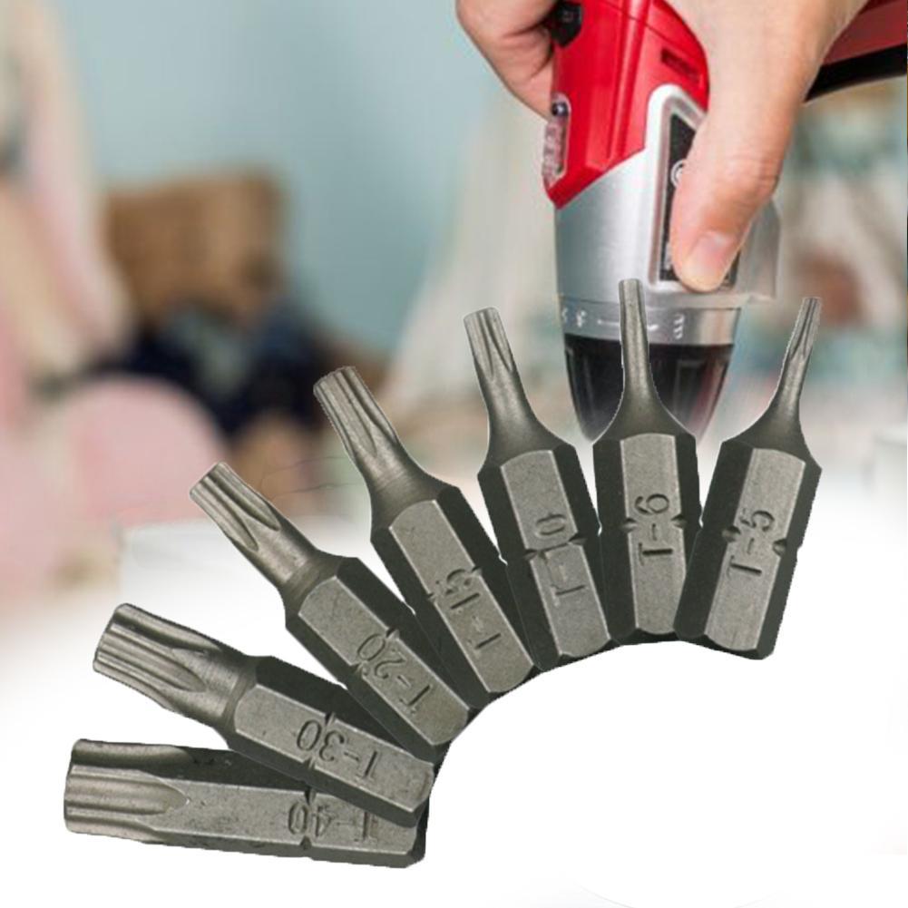 7pcs 25mm Torx Screwdriver Bits With Hole T8 T10 T15 T20 T25 T27 T30 1//4Inch Hex