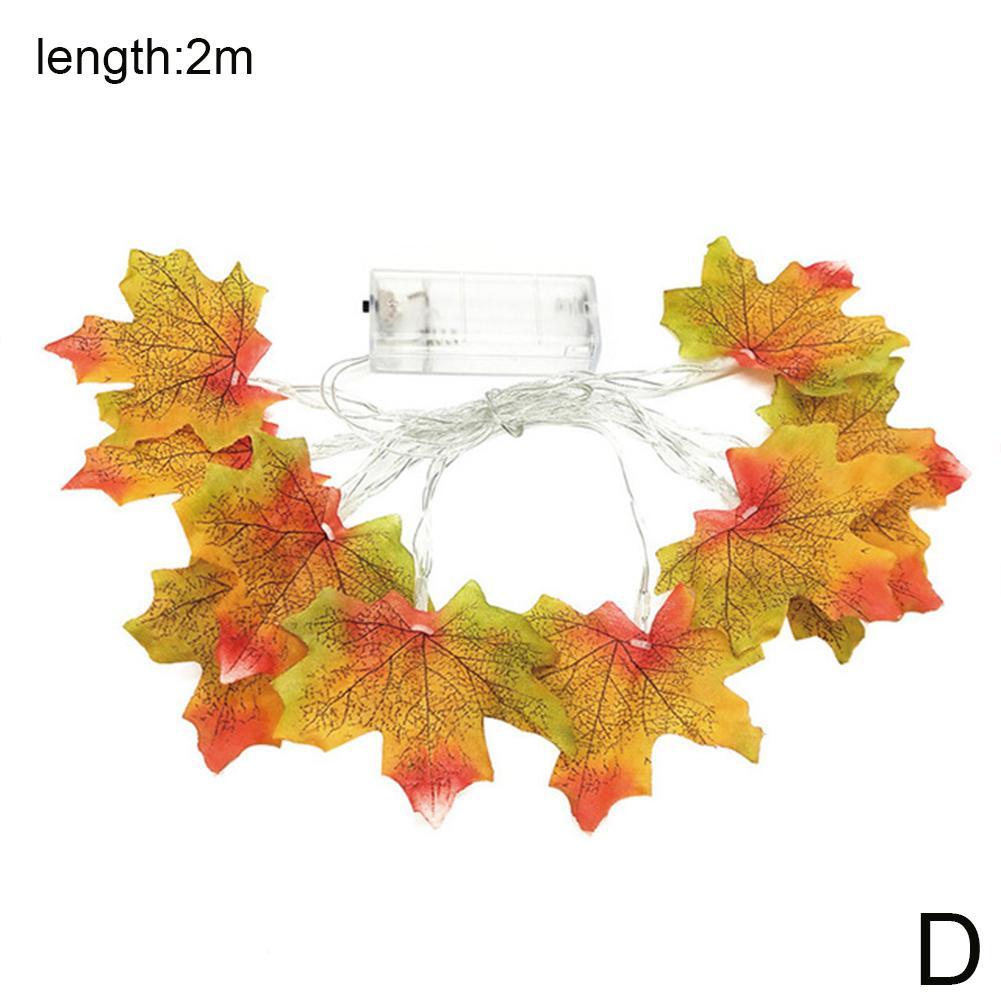 2M LED Lichterkette beleuchtet Herbst Herbst Maple Thanksgiving Leaves Garl W5E1