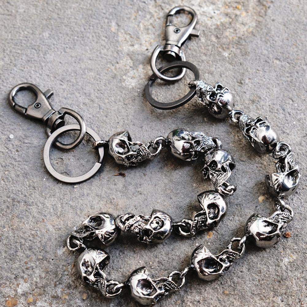 เอว Key Chain Skull หัว Vintage กางเกงแนวพังค์ Chain Cool กุญแจรูปโครงกระดูกแหวน A6I9