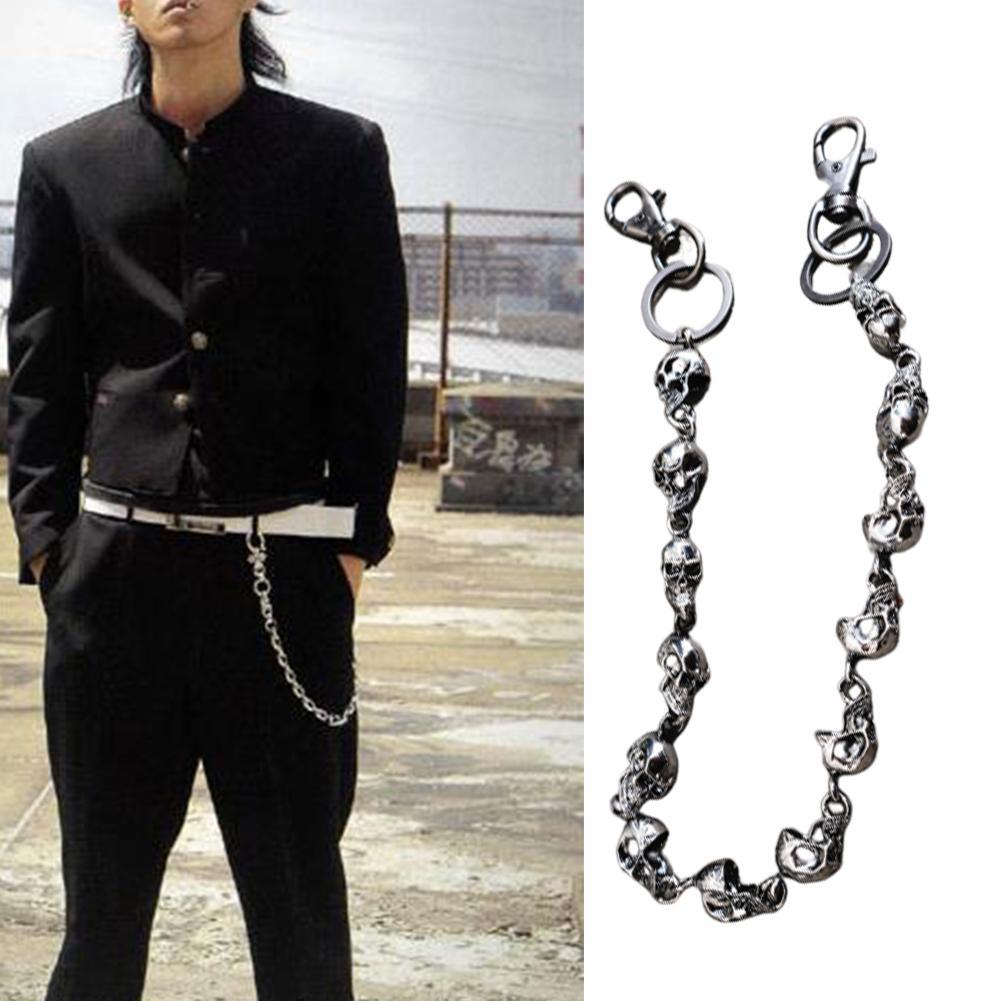 เอว Key Chain Skull หัว Vintage กางเกงแนวพังค์ Chain กุญแจรูปโครงกระดูกแหวน Cool V4O0