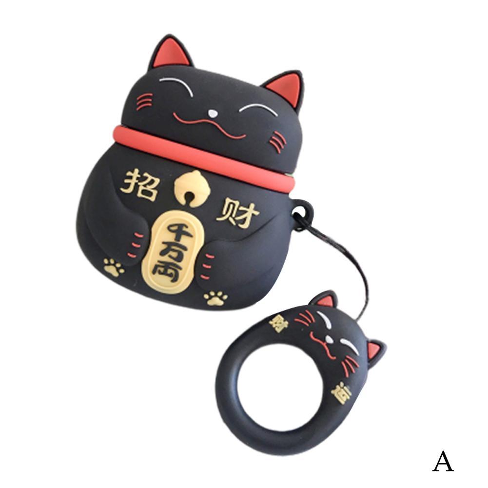 3D Lucky Japan  Money Cat  Soft Earphone Airpod  Case  Cover 