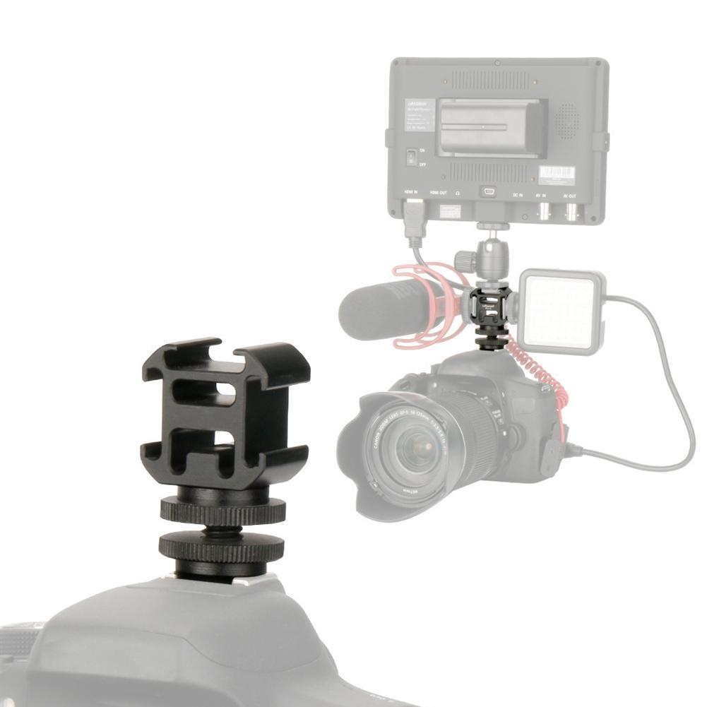 Camera 3 Hot Shoe Mount Adapter Mic LED Video Light Mini For DSLR