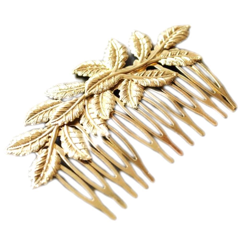 Goldmetallblatt-Brauthaar-Kamm-griechischer Haarband-Frauen-Haarschmuck elegant