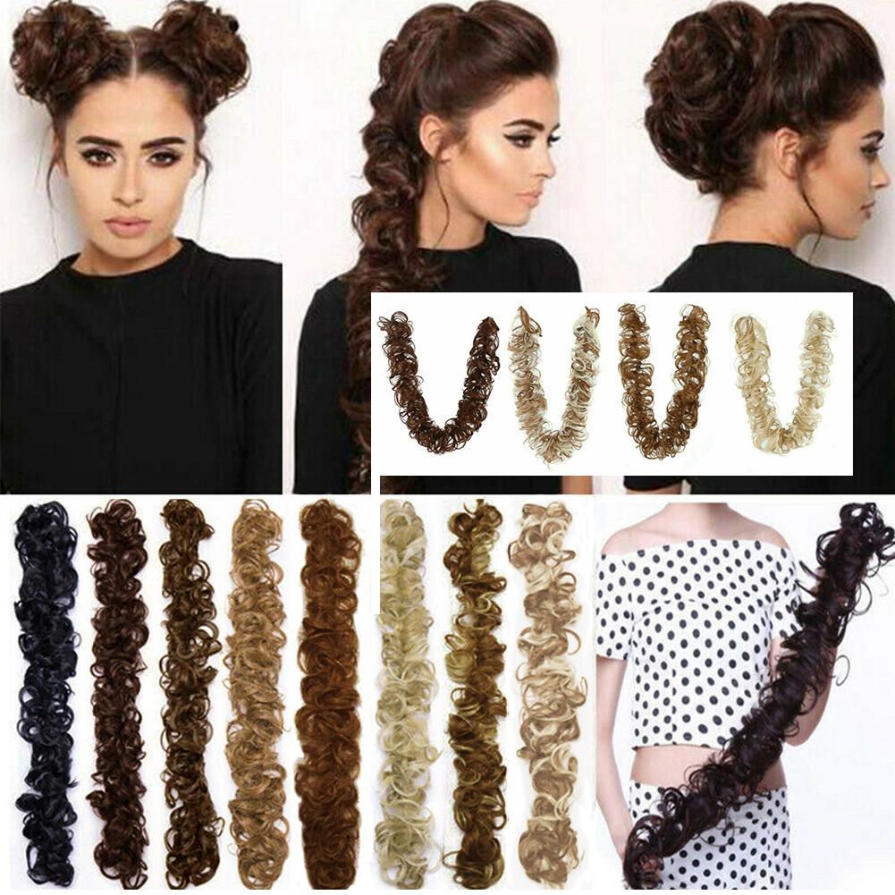 Thick Hair Extension Scrunchie Wrap Messy Bun Updo Curly Ponytail
