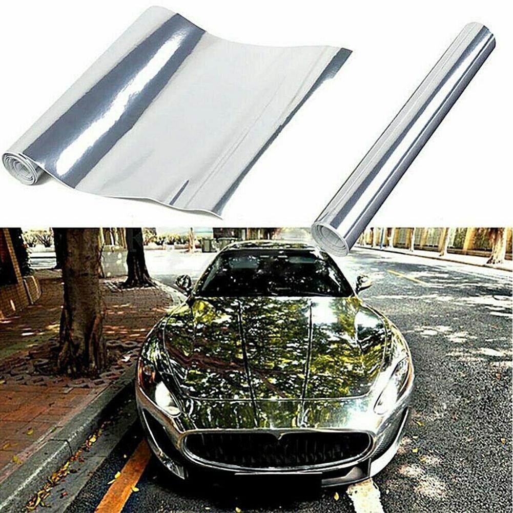 Cool Car Wrap Flat Glossy Mirror Chrome Vinyl Sticker Film Silver HD 12/" x 60/"