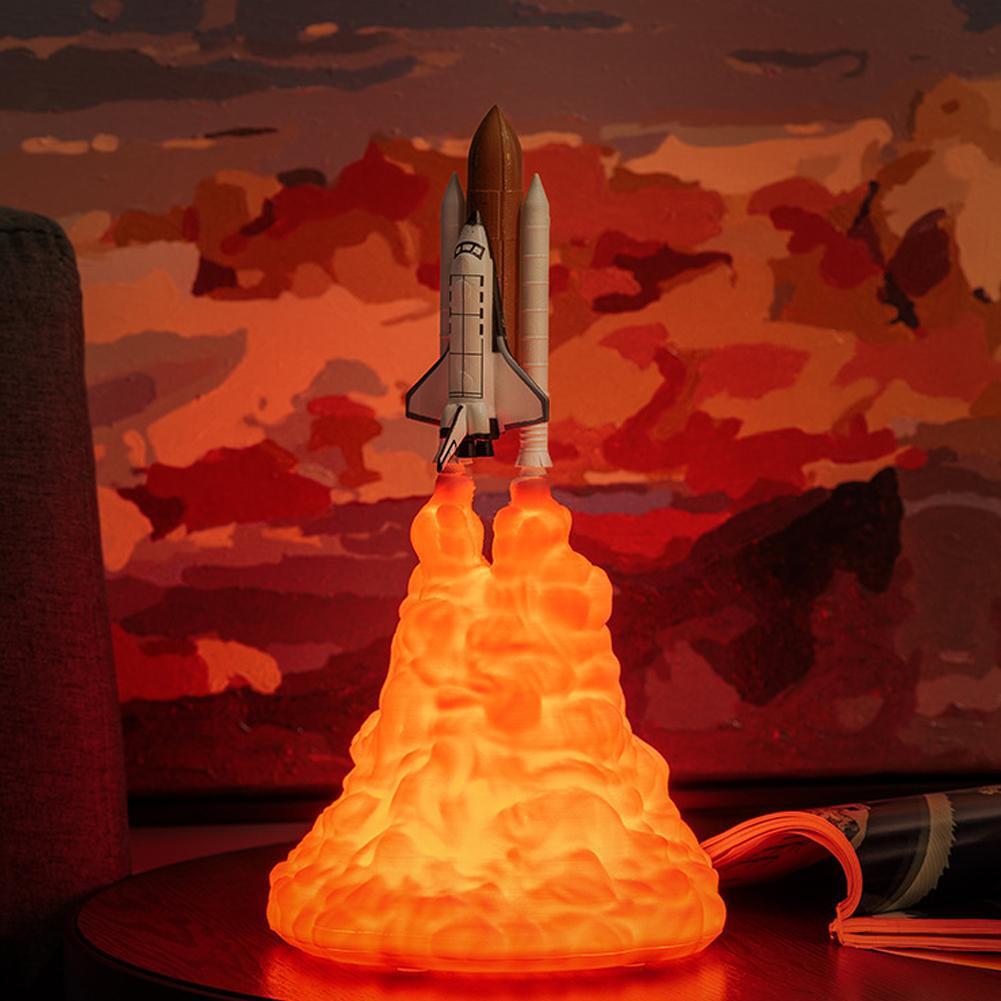 1x3D Print Space Shuttle 3.7V Rocket Night Light LED Table Desk Lamp Room Decor