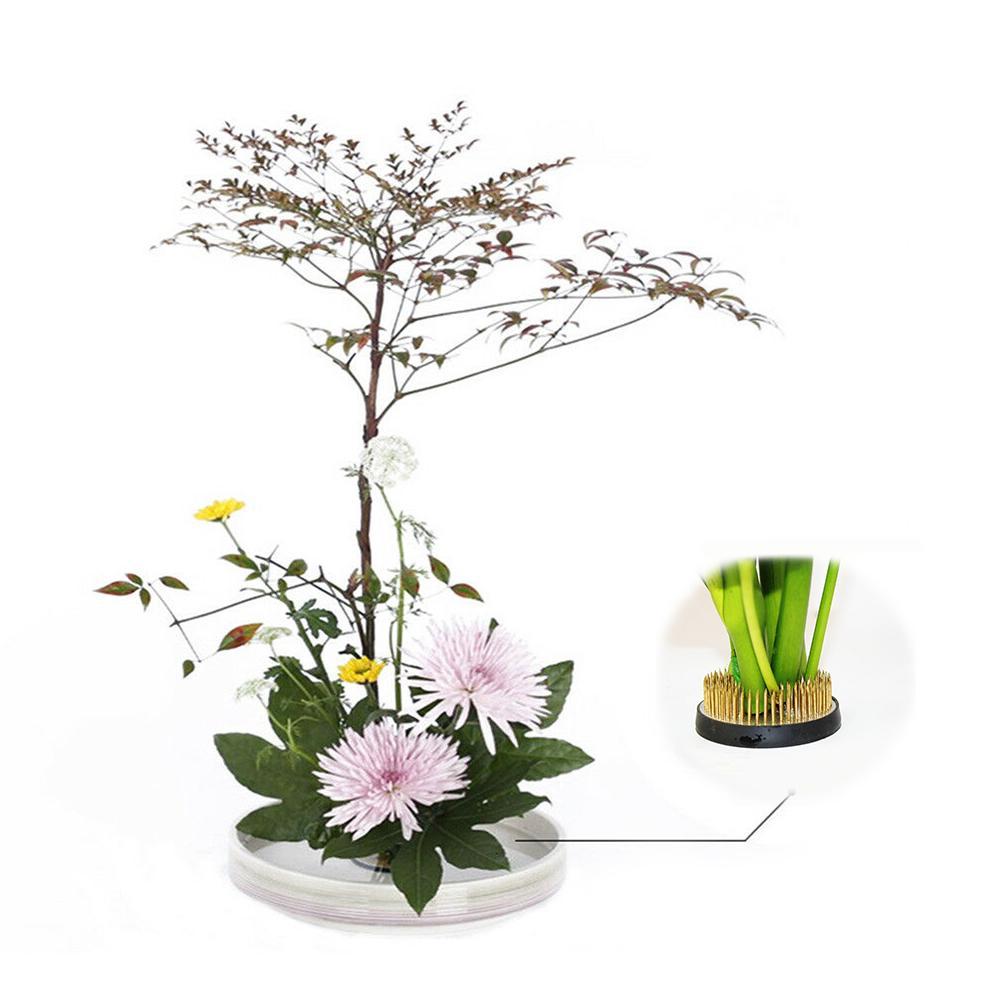 Round Ikebana Kenzan Flower Art Fixed Arranging Tools With Rubber Gasket MA