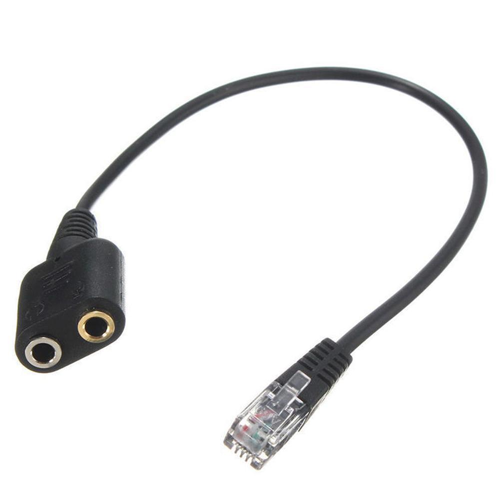 Dual 3.5mm Audio Jack to RJ9 Plug 25cm PC Headset Telephone Dual 3.5mm Audio Jack to RJ9 Plug 25cm PC Headset Telephone