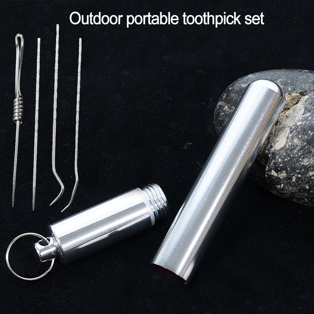 Multicolor 6 Pieces Portable Titanium Toothpicks,Metal Pocket Toothpick Stainless Steel Toothpick with Key Ring Reusable Toothpicks for Outdoor Camping Picnic Travel