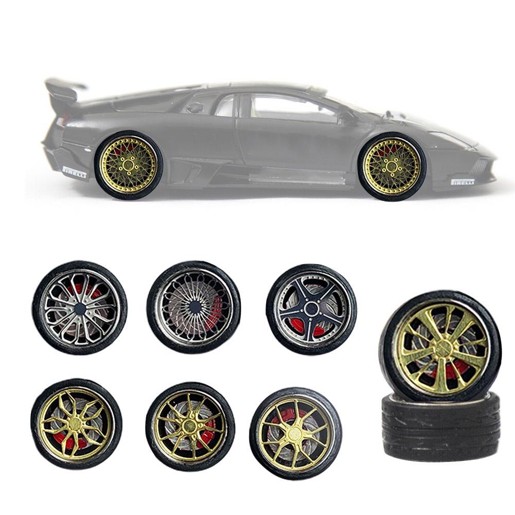 1//64 Scale Alloy Wheels with Disc Brakes-C1-C30-Diecast Rubber Accessories F8L7