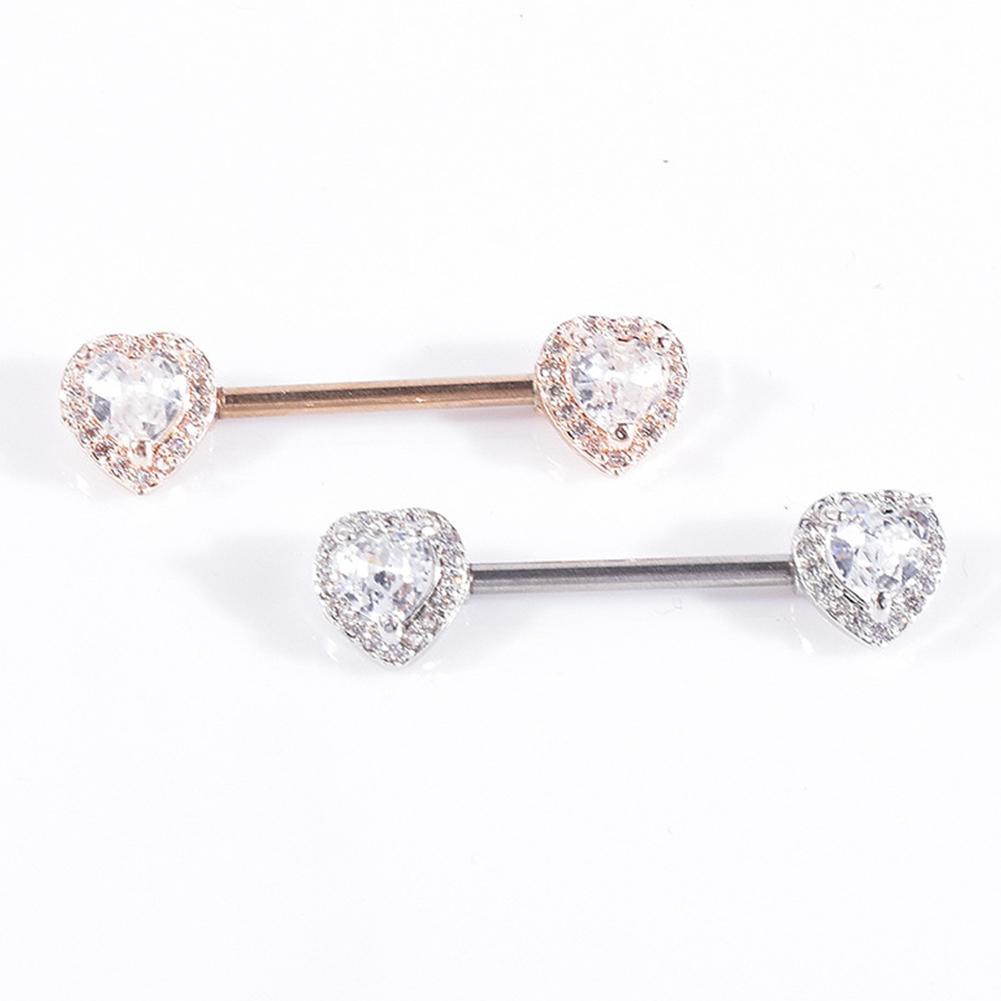 Women Surgical Symmetrical Diamond Nipple Ring Piercing Je Body Bar