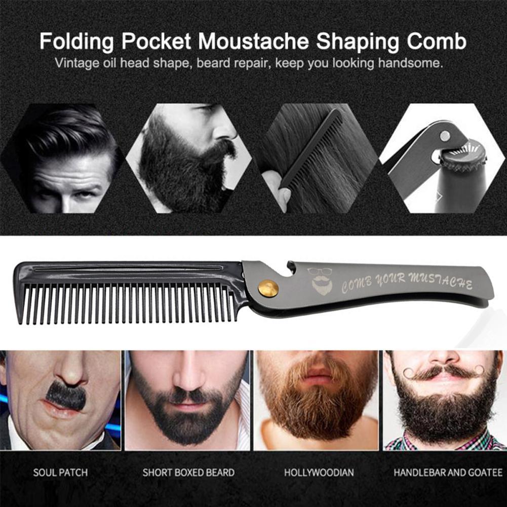 thumbnail image 2 of Wartleves Peine para Barba y Bigote de Acero Plegable de Bolsillo Fino Dientes Nuevos NUEVO., 2 of 7