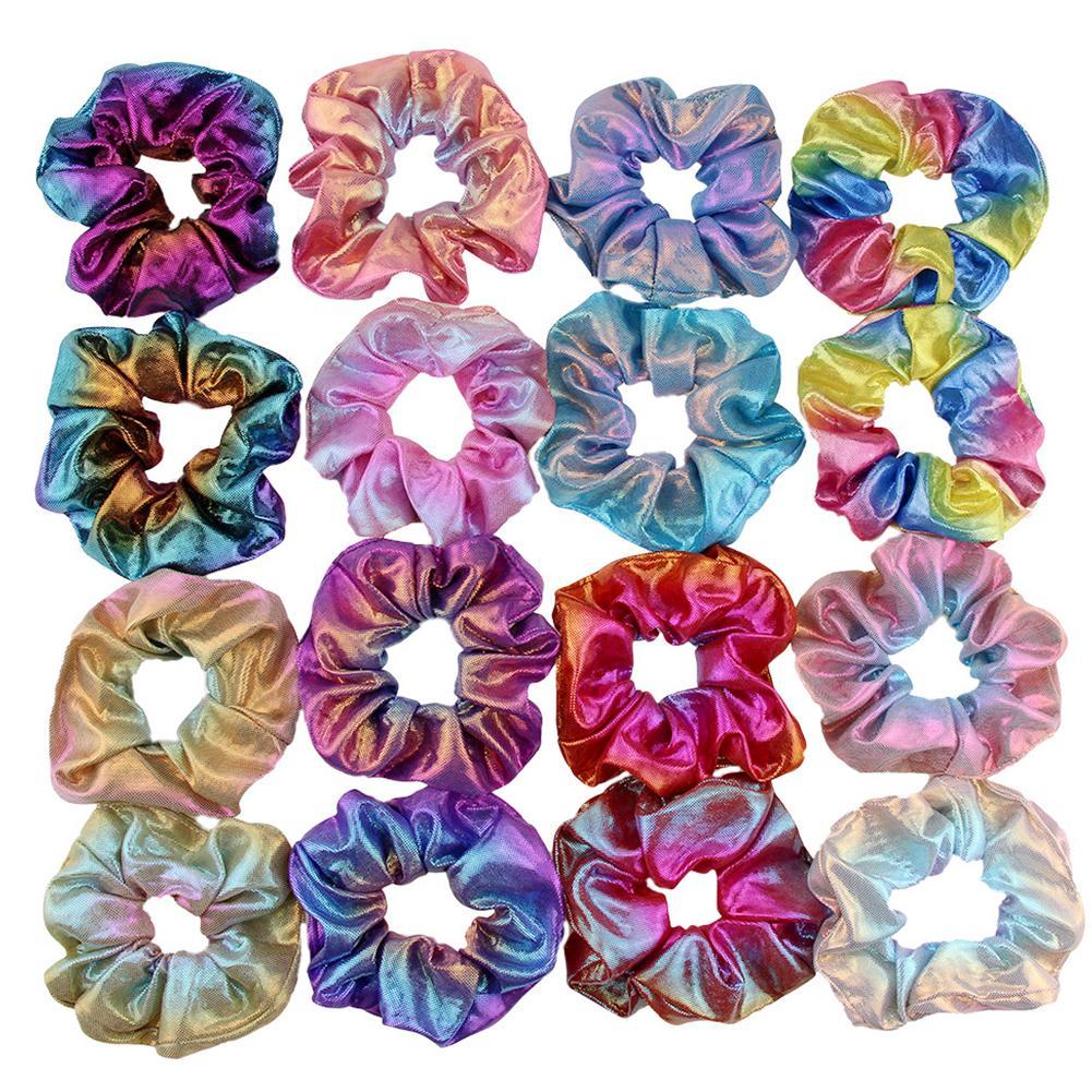 Shiny Metallic Hair Scrunchies Ponytail Holder Elastic Hair Ties