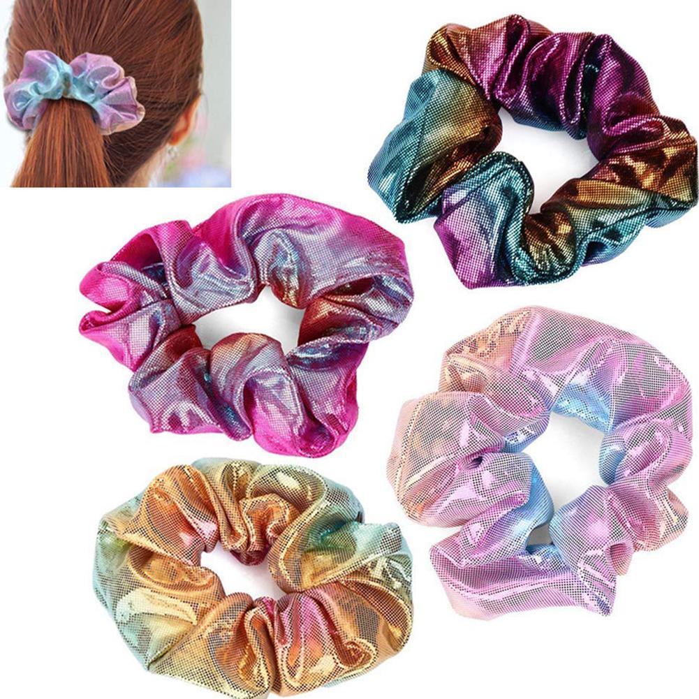Shiny Metallic Hair Scrunchie Pferdeschwanz Inhaber Sternenhimmel Haargummis-RO