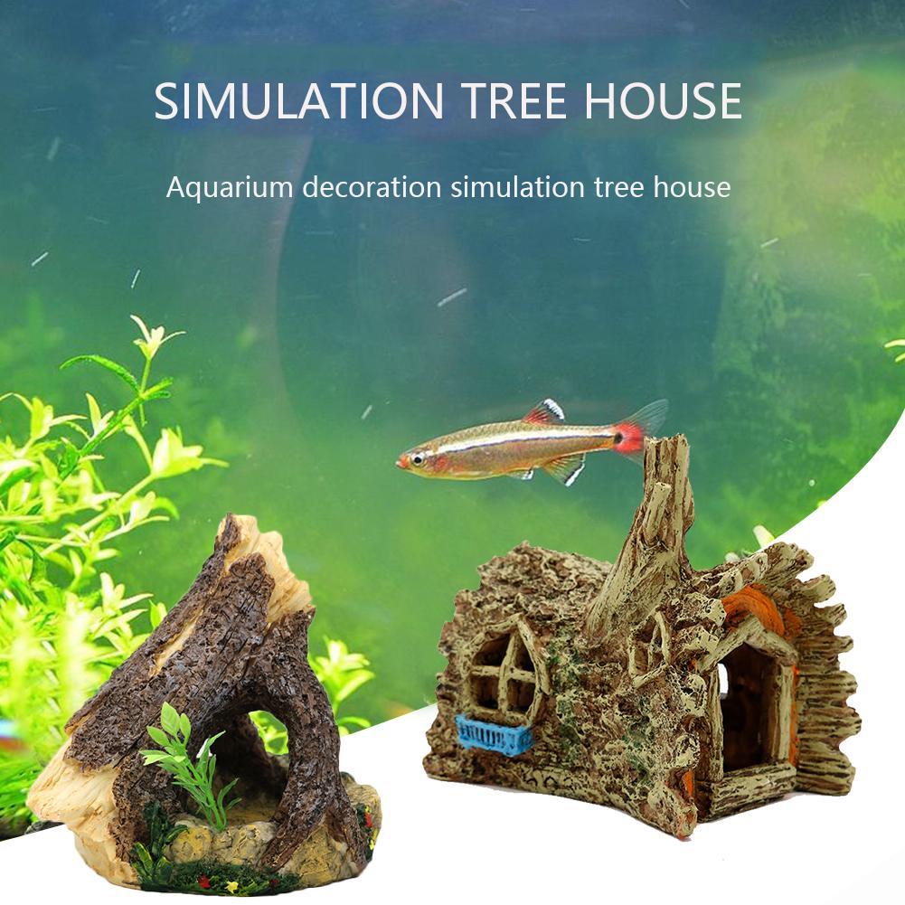 Fish Tank Decor Elf Tree House Aquarium Hiding Cave Betta Fish