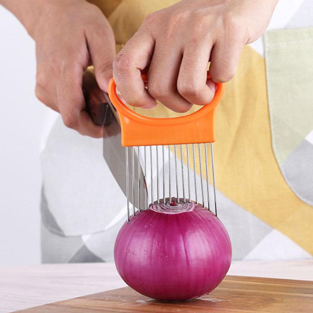 Tomato Onion Cutte Cutting Guide Aid Holder Stainless Cutter Cooking Steel I4X2