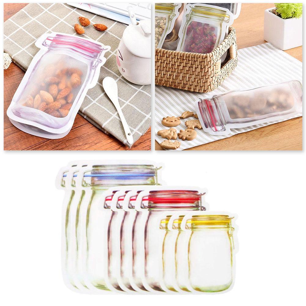 1//5//10x Mason Jar Zipper Bags Food Storage Snack Sandwich Ziplock Reusable Seal