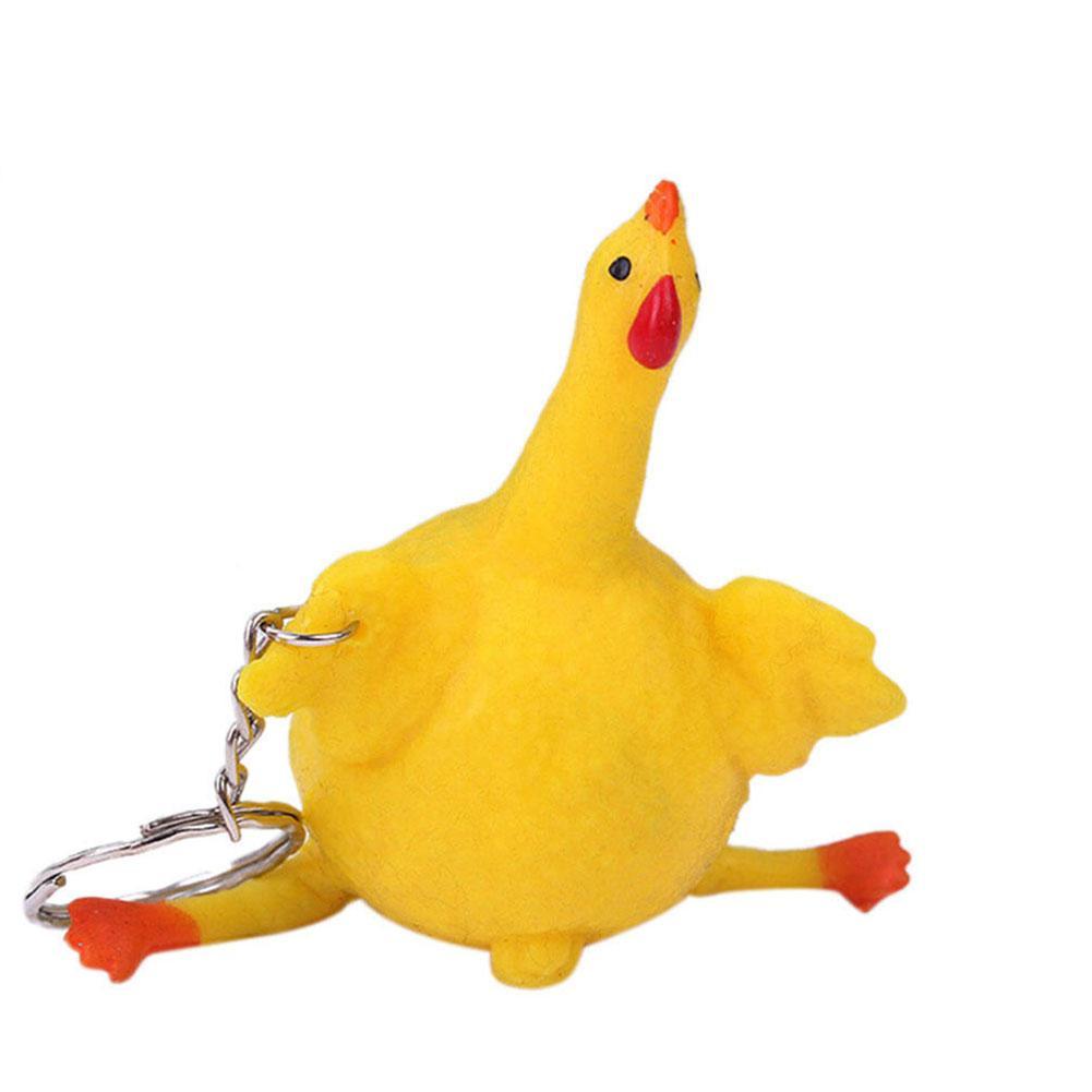 Festnight 5Pcs Funny Cute Squeeze Chicken Laying Egg Keychains Vent Chicken Stress Relief Tricky Toys Keyring Gadgets Gag Gifts 