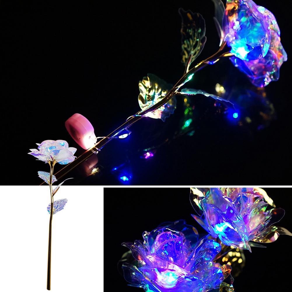 24K Gold Foil Galaxy Rose Flower Luminous Galaxy Valentine/'s Day Gift with Box