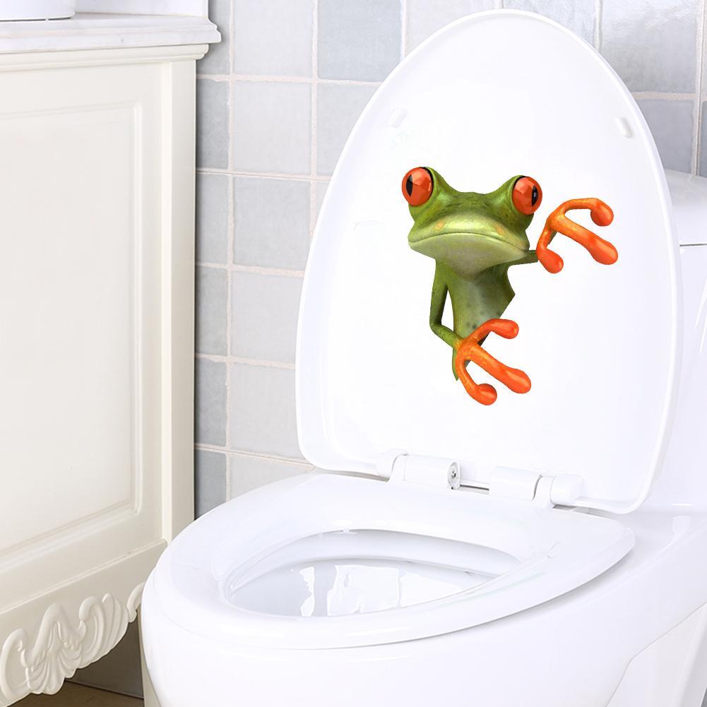 Green Frog Vinyl Art Wallpaper Bathroom Decals Decor Toilet Seat Wall ...