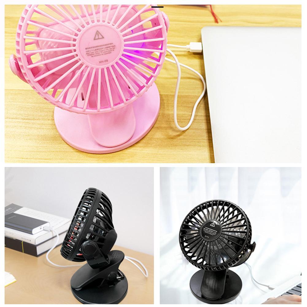 USB Lüfter Clip Schreibtisch Ventilator mit Akku 360° MiniLüfter DE Versand AG