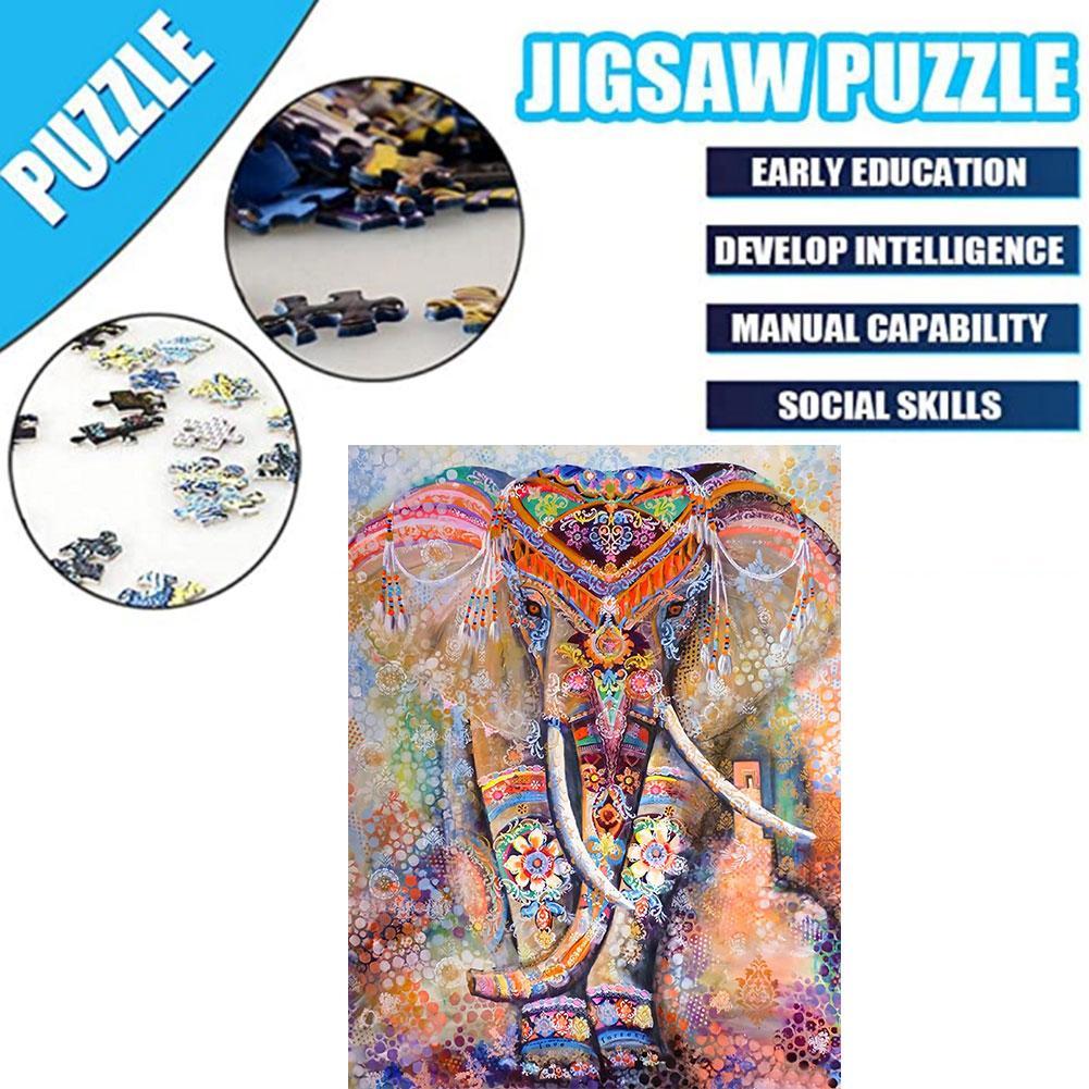 Educational 1000 Piece Jigsaw Puzzles Mandala Elephant Puzzle Kids Toys V5C8 
