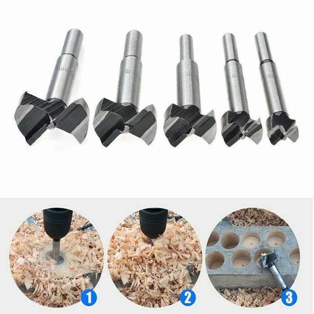 Download 5pcs Forstner Drill Bit Set Woodworking Hole Saw Cutter Clean Cutting 15-35mm | eBay