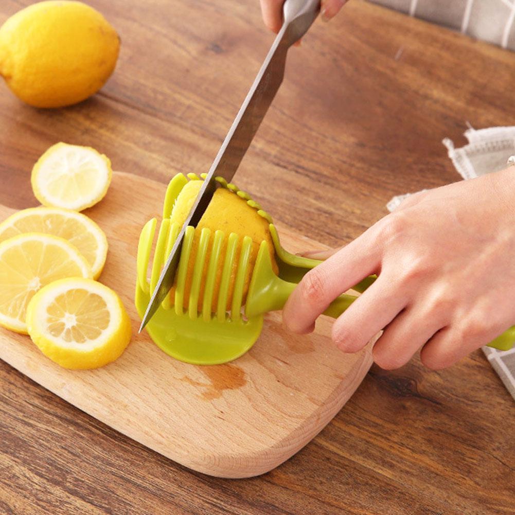 WE016TY Tomatoes Lemons Potatoes Round Fruits Vegetables Slicer Holder with Firm Grip Handle for Precise Cuts