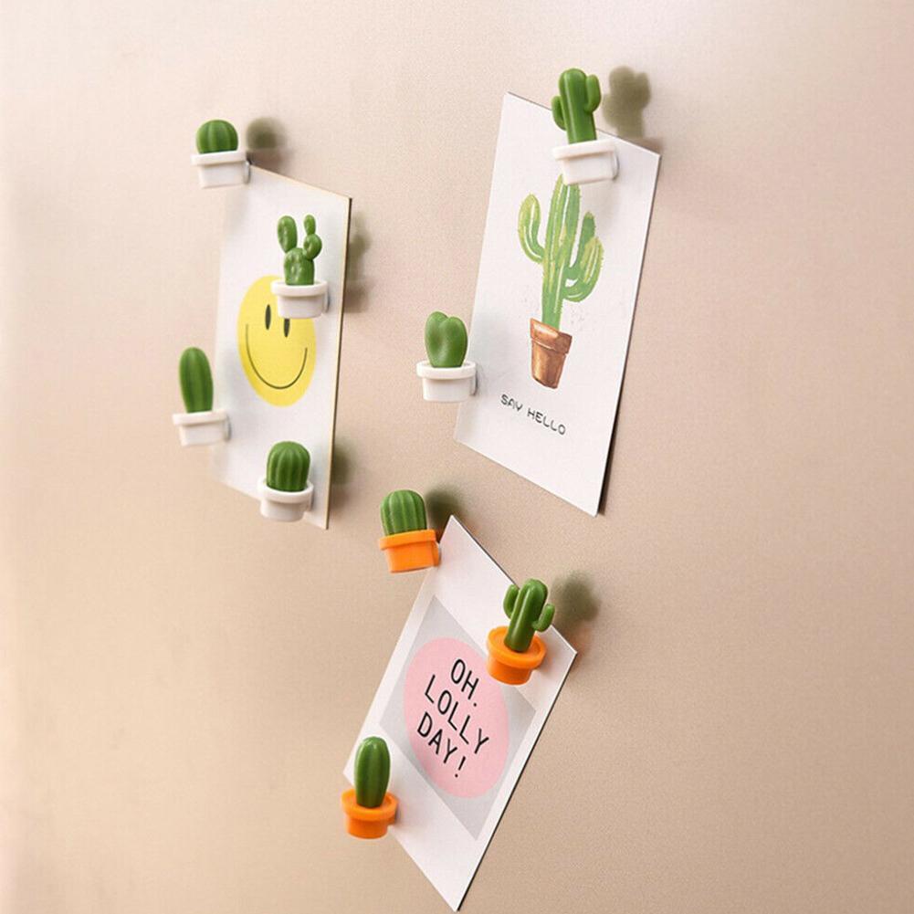 6PCS Mini Cactus Fridge Magnet Refrigerator Message Board Sticker Decoration 