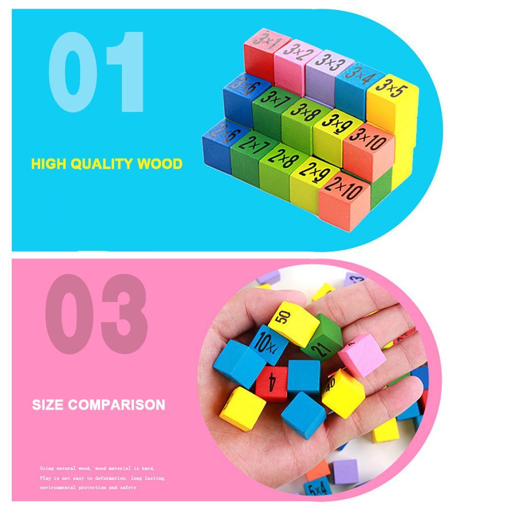เด็กของเล่นไม้99คูณคณิตศาสตร์ตารางของเล่น10X10บล็อกเด็กเรียนรู้การศึกษาของขวัญ Toys Montessori Kids Y8V6