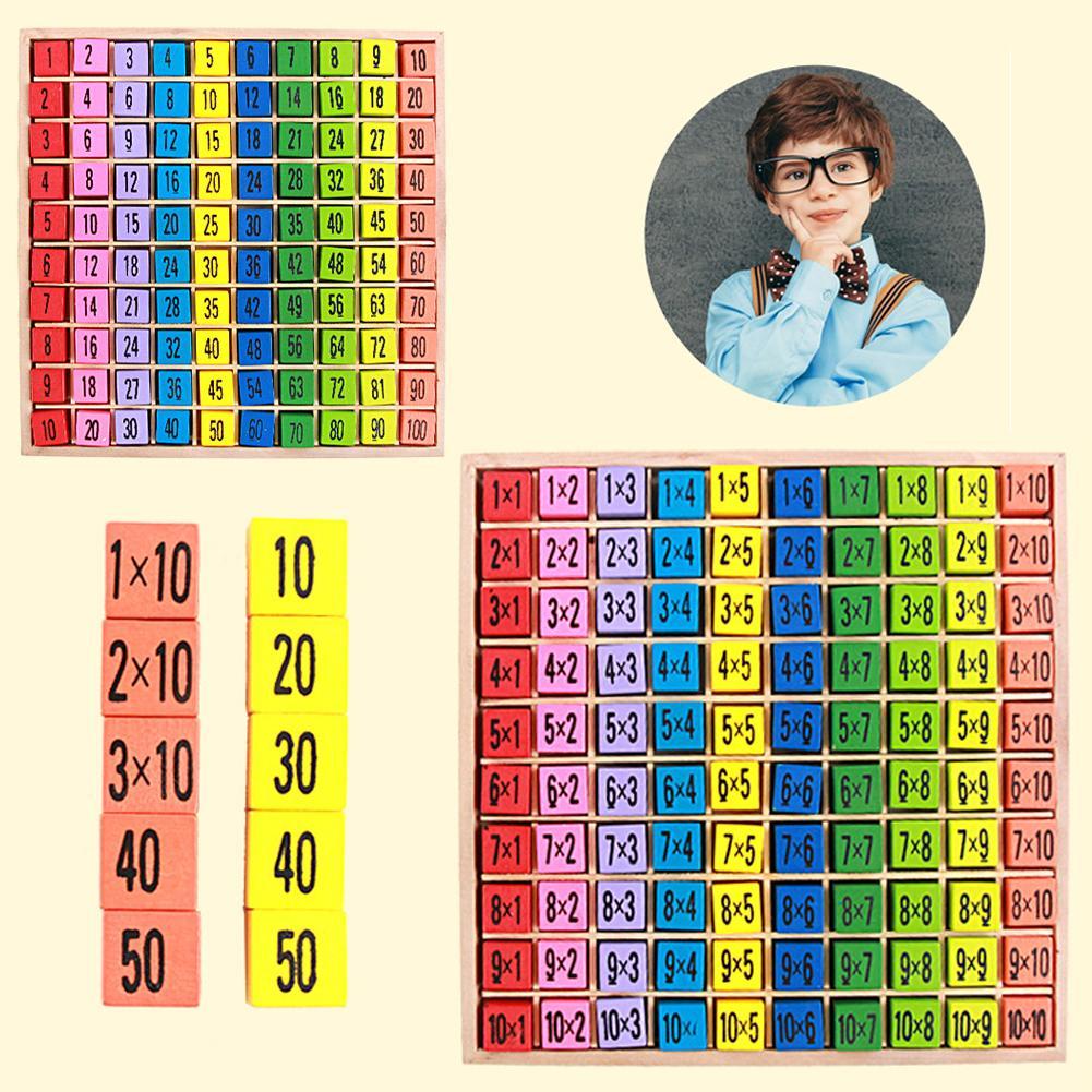 เด็กของเล่นไม้99คูณคณิตศาสตร์ตารางของเล่น10X10บล็อกเด็กเรียนรู้การศึกษาของขวัญ Montessori Toys Kids W3T9