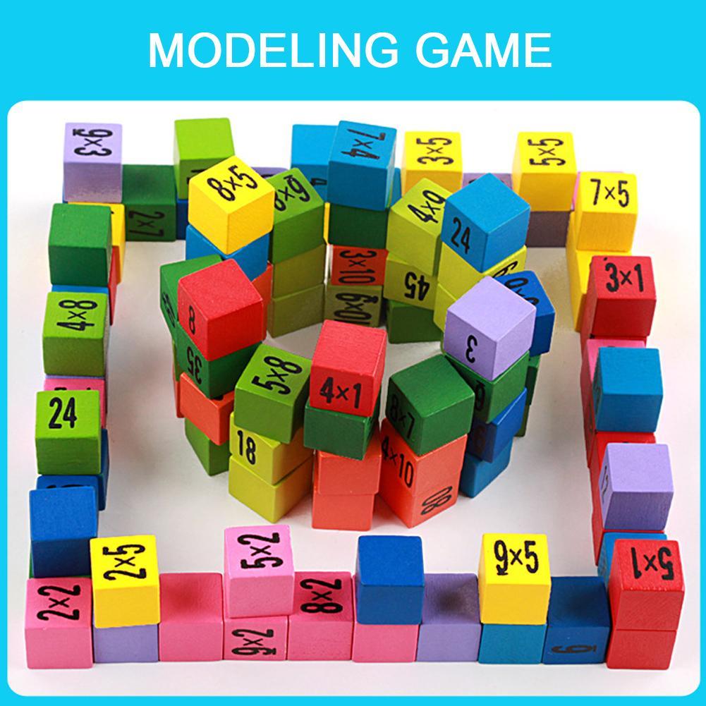 เด็กของเล่นไม้99คูณคณิตศาสตร์ตารางของเล่น10X10บล็อกเด็กเรียนรู้การศึกษาของขวัญ Kids Montessori Toys Z0N5