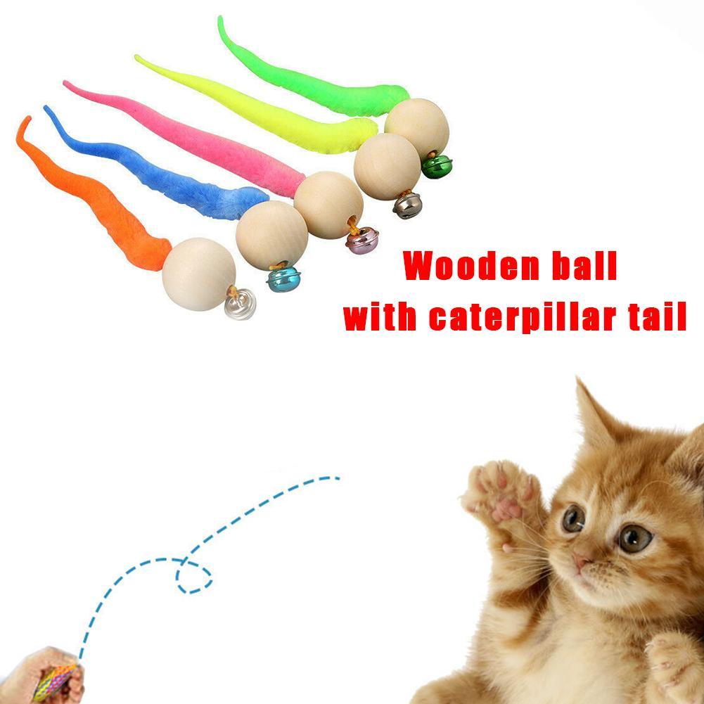 5pcs spier Cat Toy Interactive Cat Worm Ball with Bell Funny Wobbly Balls Cat Bell Toy Colourful Kitty Toy