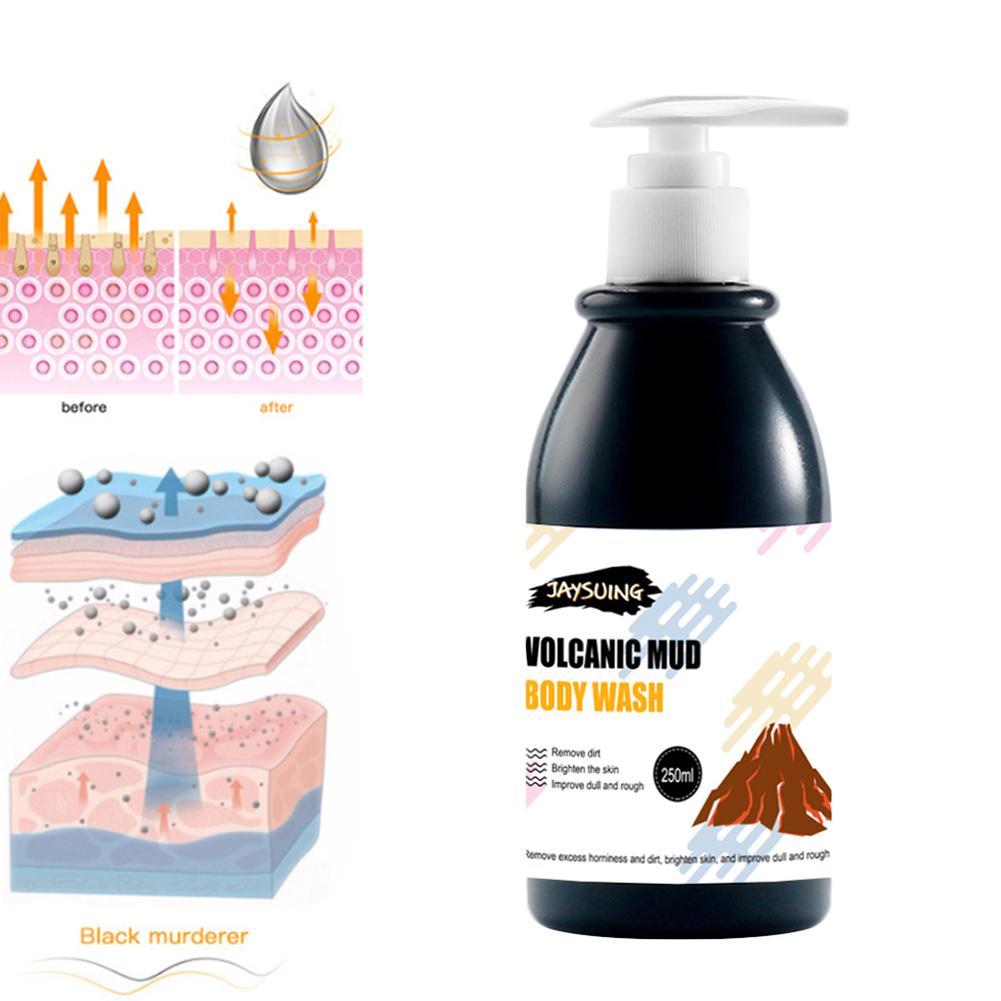 Volcanic Mud Shower Gel Wash Fast Whole Body Whitening Deep Clean Skin