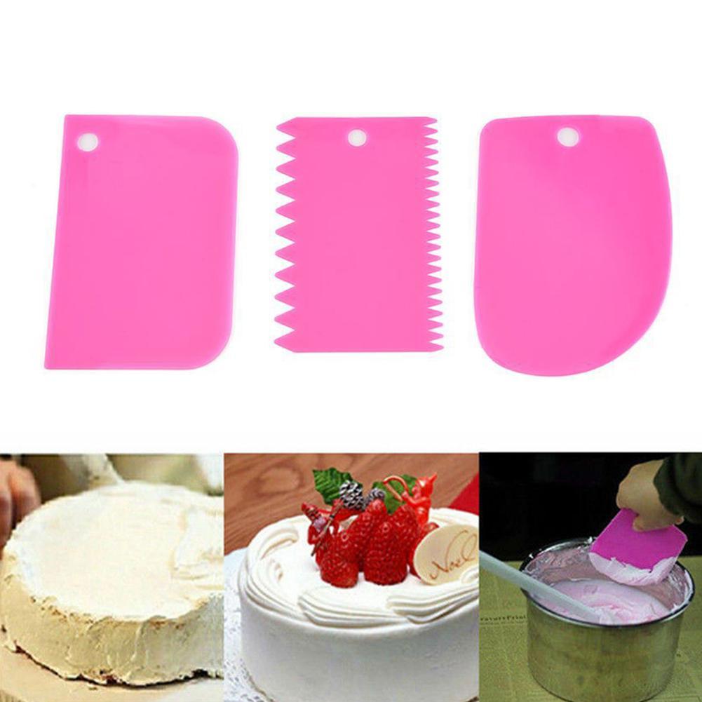 3Pcs Fondant Mold Sugar Mold Cake Printing Cookie Pink 3D Cut Tools X9B7