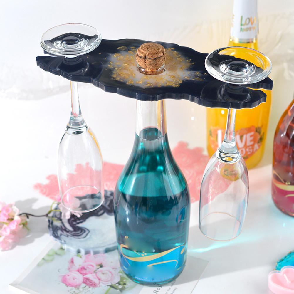 CREPUSCOLO Wine Rack Resin Molds Wine Glass Holder Molds Silicone Epoxy Resin Coaster Molds for Wine Bottle Holder 2Pcs
