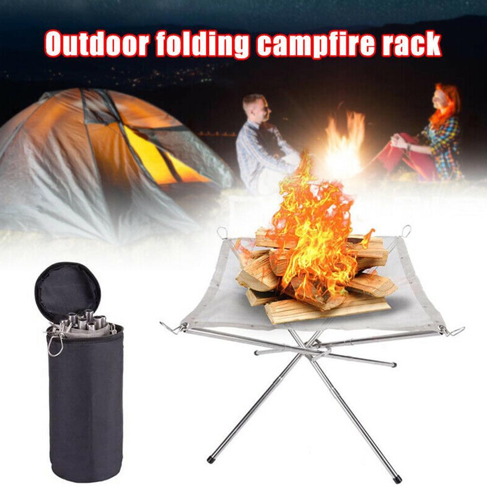 Portable Foldable Campfire Rack Outdoor, Burning Rock Fire Pit
