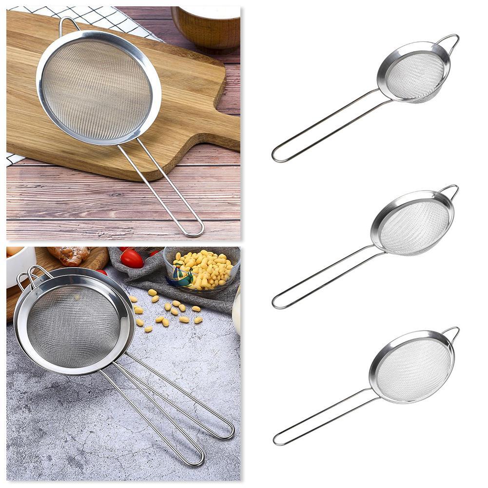 Oil Strainer Flour Colander Sifter Sieve Kitchen Stainless Wire Mesh Steel Q5F4
