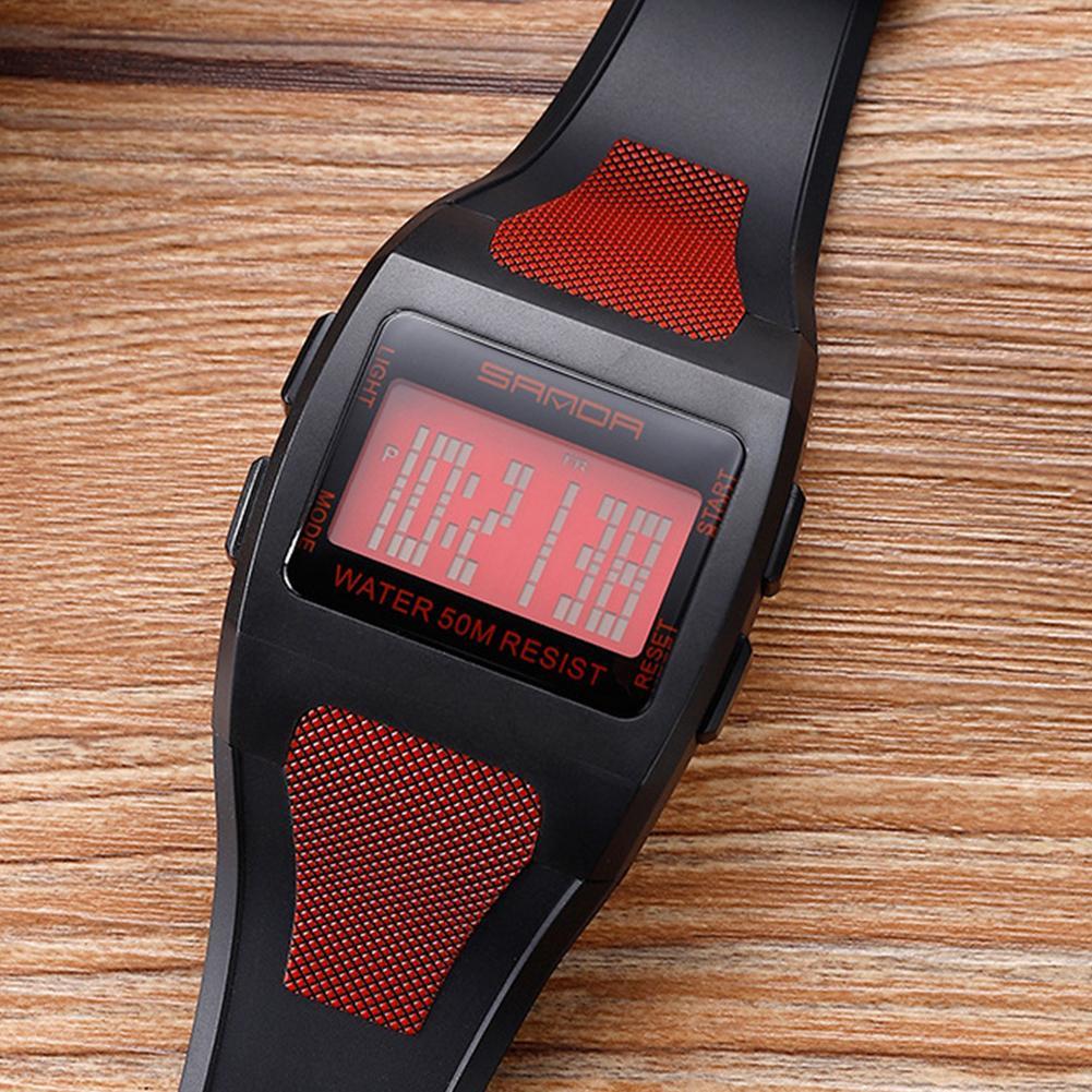 Multi Function Wide Rectangle Dial 50M Waterproof Sports Watches
